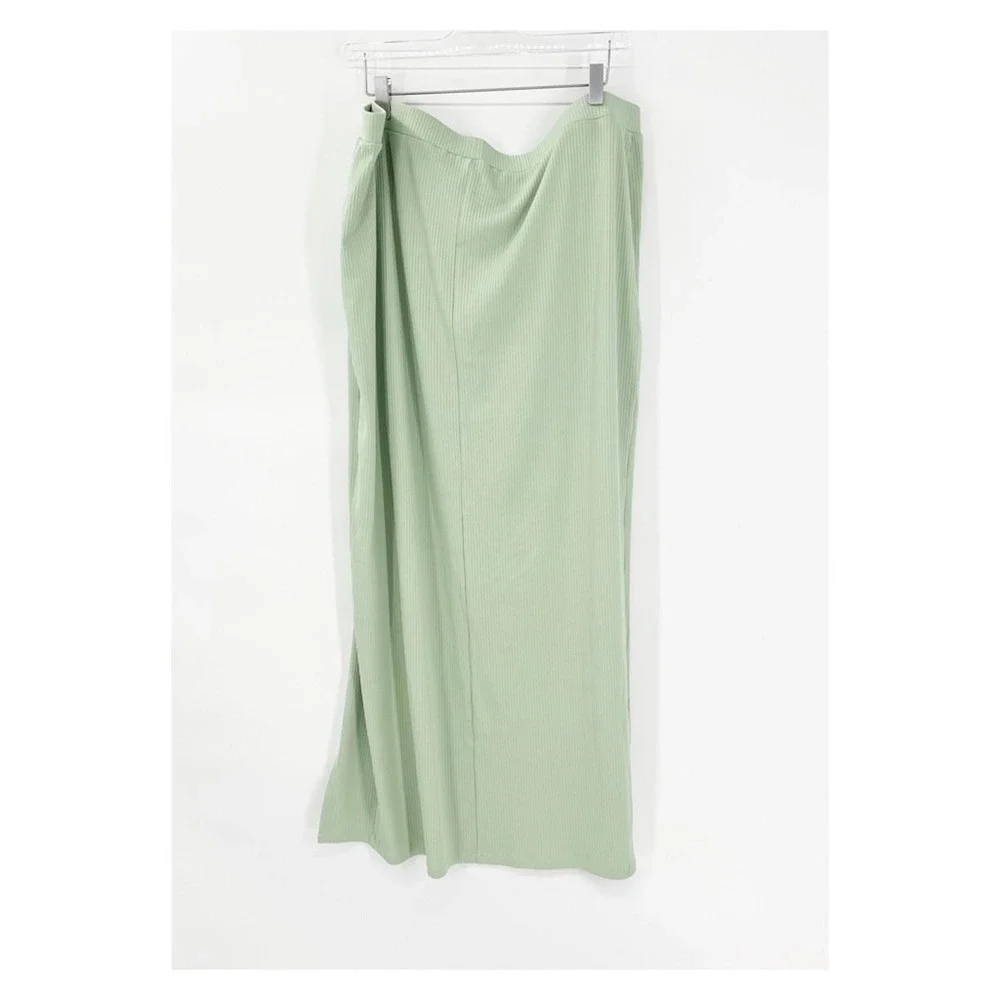NWT Eloquii Green Ribbed Maxi Skirt Women's Plus Size 18/20 Everyday Chic